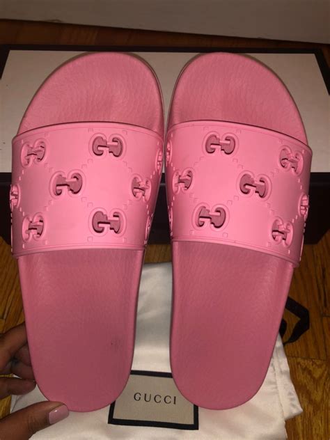 gucci pink slide heels|gucci fur slides women.